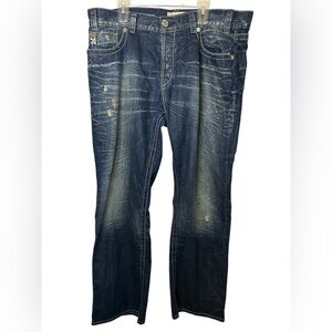 MEK Distressed Embellished Pocket Harbin Bootcut Denim Jeans